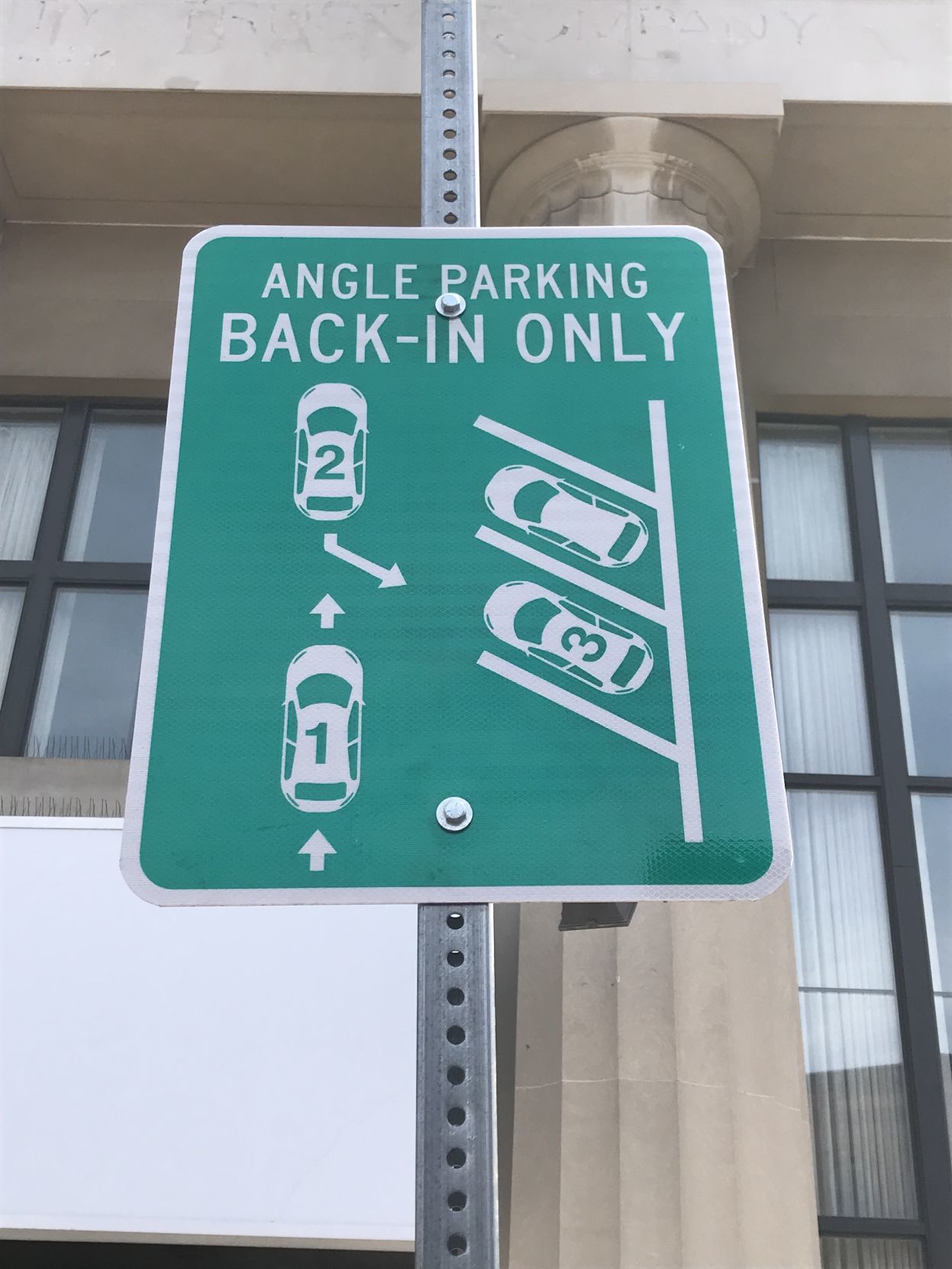 Back-in parking sign